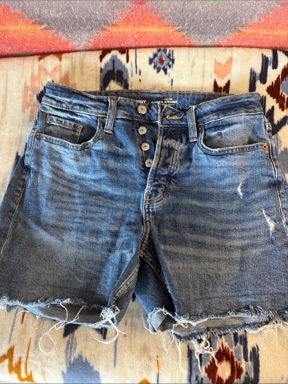 Old Navy Medium Blue Distressed Cutoff Jean Shorts
